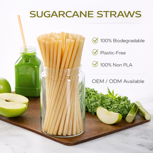 Pajita de Caña de Azúcar Ecológica Envasada Individualmente en Papel con Logotipo Personalizado para Viajes - Product Image 1