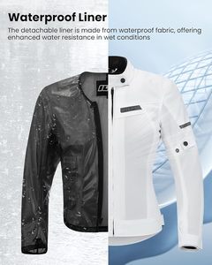 Chaqueta de Motocicleta Blanca para Mujer, Chaqueta de Verano Transpirable de Malla para Motociclistas - Product Image 4