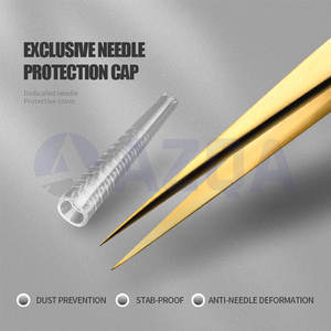 Ensemble de pinces à épiler professionnelles de luxe en acier inoxydable plaqué or pour l'application de faux cils, kit de maquillage - Product Image 6