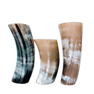 Antique Buffalo Horn Flower <b>Vase</b> Set Classic Handmade Interior Design Two Sizes Rustic Style Made From Resin - Product Image 3