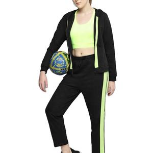 Nouveau Style de sweat-shirt noir solide pour femmes avec capuche rayée, manches longues deux poches et fermeture éclair - Product Image 1