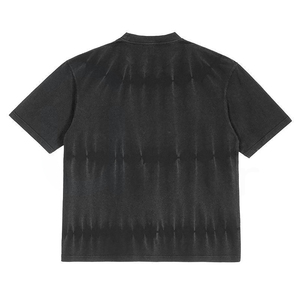 เสื้อยืดผู้ชายสีดำล้วน ผ้าฝ้าย แขนสั้น คอกลม ทรงโอเวอร์ไซส์ สไตล์ลำลอง ผ้าถัก ทรงปกติ ดีไซน์เรียบ - Product Image 2