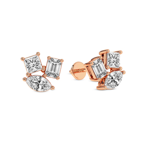 Hermosos pendientes de diamantes de laboratorio estilo Trillium, hechos a mano, de oro sólido de 18k, de lujo, para mujeres y niñas, ideales para usar en fiestas. - Product Image 6