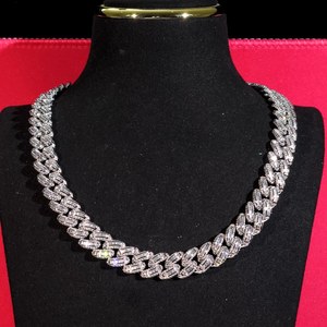 สร้อยคอฮิปฮอปหรูหราประดับเพชรโมอิสซาไนต์ทรงบาแกตต์แบบ Iced Out เงินแท้ 925 สำหรับใส่ไปงานปาร์ตี้ได้ทั้งชายและหญิง - Product Image 1