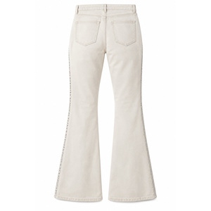 Jeans de mezclilla acampanados de tiro medio con pedrería y bordados para mujer, ajuste ceñido, color crudo, estilo Hip Hop - Product Image 2