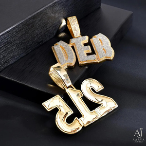 Colgante de Moissanita con Letra/Número y Perla de Agua Dulce, Chapado en Oro de 18K sobre Plata 925, con Engaste de Garra, Inicial Brillante, Regalo Estilo Hiphop - Product Image 2