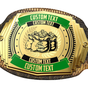 Custom Money Championship Belt with Personalized Text & Design Gold and Green Premium Belt for Winners Events and Collectors - Product Image 2