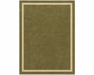 Tapis moderne en laine beige tufté à la main, antidérapant, résistant aux animaux domestiques, avec bordure verte unie, motif géométrique, doux et moelleux pour salon et chambre - Product Image 1