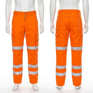 Men Safety Orange <b>Work</b> <b>Pants</b> Heavy Duty 280 GSM Polyester <b>Waterproof</b> CE Certified Hi Vis Reflective Tape Cargo Trousers Custom - Product Image 1