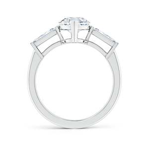 Anillo de Oro Blanco de 18K con Diamante Cultivado en Laboratorio Corte Marquesa y Piedras Laterales Baguette, Certificado IGI FG VS, Personalizado para Novia - Product Image 3