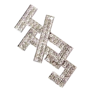 Silver Crystal <b>Letter</b> Logo Brooch Pin Sparkling Rhinestone Statement Lapel Badge Fashion Jewelry Accessory for Women Custom - Product Image 3