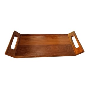 Juego de Bandejas de Servir de Madera Maciza con Vasos de Vidrio |   Bandeja de Madera para Té y Café con Asas |   Plato para Servir Hecho a Mano - Product Image 3