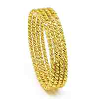 Lot de 4 Bracelets Torsadés Turcs en Laiton Plaqué Or 14K 18K 24K, Motif Floral, Style Moyen-Oriental, Remplis d'Or, Vente en Gros