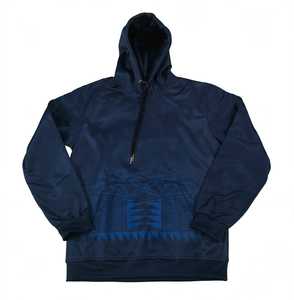Custom Heat-Transfer Printed <b>Fleece</b> Breathable Hoodie for <b>Men</b> <b>Navy</b> Blue Color Blocking Raglan Sleeve Pocket Pullover Sweatshirt - Product Image 1