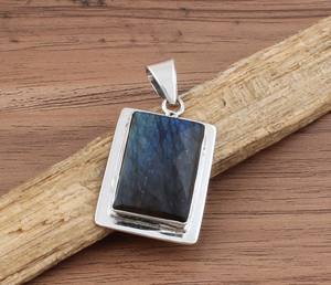 Colgante de Labradorita Natural Chapado en Platino Vintage al por Mayor, Plata de Ley 925, Amuleto de Piedra Preciosa Simple y Minimalista, Precio al por Mayor - Product Image 5