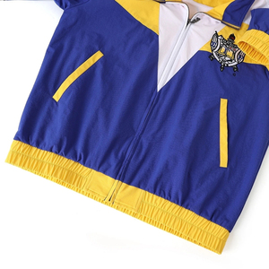 Chaqueta Cortavientos Sigma Gamma Rho Azul y Dorado con Cierre Completo, Chaqueta Técnica Ligera, Ropa Deportiva para Exteriores, Prenda Exterior Informal con Cierre - Product Image 5