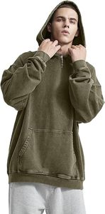 Unisex Oversized Hooded Sweatshirt Solid Brown Cotton French Terry Eco-Friendly Acid Wash Casual Spring Hoodie Pocket Design - Product Image 3
