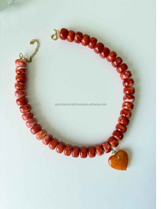 Collar de cuentas gruesas de Estilo Vintage hecho a mano, diseño de cuentas de resina redondas elegantes, forma de gancho duradera para regalos de aniversario - Product Image 6