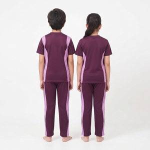 Conjuntos de chándal a rayas con contraste para niños y niñas, ropa deportiva informal, pantalones de pierna ancha, ropa a juego al por mayor - Product Image 2