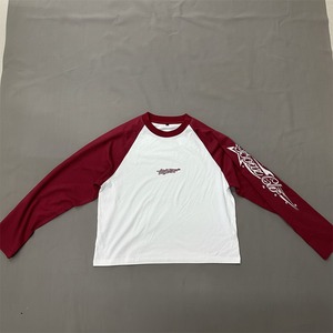 Custom Digital Print Casual Oversized Vintage Two Color White Long <b>Sleeves</b> <b>Raglan</b> Shoulder Long <b>Sleeve</b> <b>Shirt</b> for Men - Product Image 1