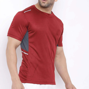 T-shirt uni tricoté en polyester/coton 220g pour homme, col rond, coupe classique, manches courtes, écologique, style streetwear, vente en gros - Product Image 4