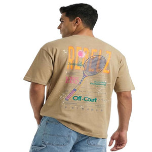 Camiseta de Manga Corta para Hombre, Corte Regular, Color Beige, con Estampado de Letras en la Espalda, 100% Algodón, Antiarrugas, Secado Rápido, Diseño Personalizable - Product Image 4