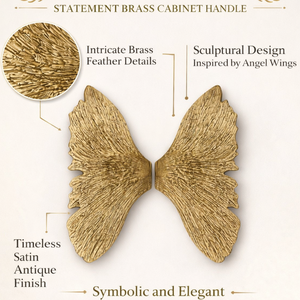 Poignée de porte moderne en laiton Celeste Wings, motif aile d'ange |   Poignée d'entrée d'hôtel extérieure durable pour portes de prestige - Product Image 5