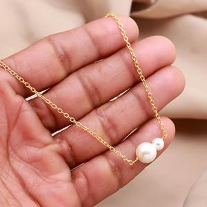 Collier en perles de coquillages naturelles faites à la main, pierres précieuses rondes de 10-4 mm, or 18 carats, argent sterling 925 - Product Image 4