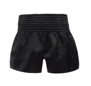 Shorts de boxe noirs pour femmes, coupe régulière, polyester extensible, vêtements d'arts martiaux, taille adulte - Product Image 5
