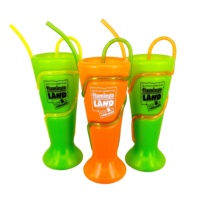 Gobelets en plastique PE amusants et écologiques de 500 ml pour fêtes, avec paille en PETG intégrée, logo sérigraphié, modèle léger PT500