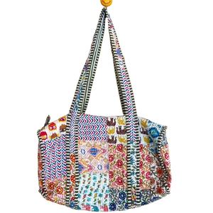 Sac fourre-tout matelassé léger style bohème couleur unie grande capacité en coton pour femme toutes saisons - Product Image 1