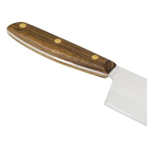 Couteaux de boucher à lame rectangulaire avec manche en bois brun, bord droit argenté et triple rivet pour hacher la viande et la cuisine - Product Image 5