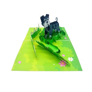 Carte créative 3D pop-up Schnauzer avec motifs de chat et de chien, carte de vœux en papier fait main, impression offset, enveloppe incluse - Product Image 4