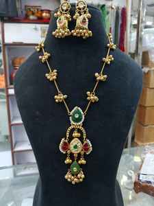 Kashmiri <b>Indian</b> Long Necklace <b>Jewelry</b> <b>Set</b> Gold Plated For Girls Women Party Wear - Product Image 3