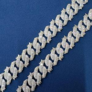 Collier unisexe de luxe en moissanite, coupe baguette, chaîne à maillons, plaqué rhodium, argent 925, bijoux géométriques hip-hop pour soirée - Product Image 2