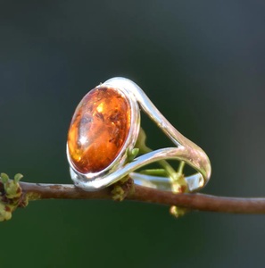 Bague en ambre baltique naturel, argent sterling 925, bague faite à la main, ambre taillé ovale, bijoux en argent, fournisseur en gros - Product Image 5