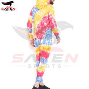 Wholesale Cotton Fitness Gym Wear Tracksuit, Streetwear Multi Colored <b>Tie</b> And Dye Breathable Regular Fit Cotton Tracksuit <b>Sets</b> - Product Image 3