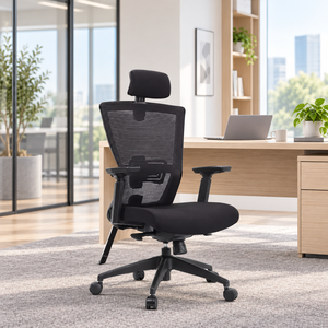 Silla de Oficina Ergonómica de Malla con Reposacabezas y Reposabrazos Ajustables, Base Giratoria con Elevación Eléctrica, Diseño Moderno para Oficina en Casa y Dormitorio - Product Image 1