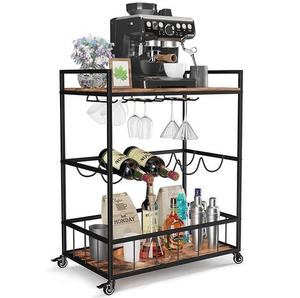 Contemporary Brass Hotel Trolley With 3 Glass Shelves And 4 <b>Swivel</b> Casters Durable Commercial Furniture Hotel Bar Trolley Cart - Product Image 5