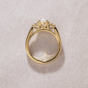 Anillo de Diamante Cultivado en Laboratorio con Certificado IGI, Corte Redondo de 1-5 Quilates, Diseño de Racimo Triangular, Oro Sólido de 18K, 14K, 10K, Plata 925, Anillo de Compromiso - Product Image 2