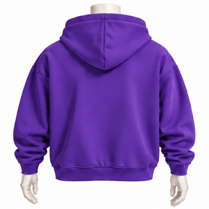Purple Mens <b>Zip</b> Up <b>Hoodie</b> Chenille Letter Patch Heavyweight Fleece Oversized Casual Streetwear Sweatshirt with Kangaroo <b>Pockets</b> - Product Image 2