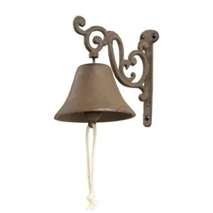 Bell fixada na parede artesanal da porta do ferro fundido com revestimento do pó de Brown com prova do tempo dos pregos para a decoração home