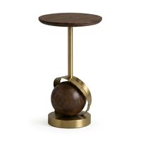 Table d'appoint en bois de manguier sculpté en forme de citrouille avec support latéral nervuré en métal pour le salon