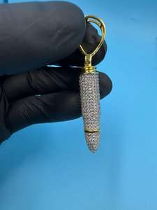 Colgante de bala con micro pavé de diamantes, estilo Hip Hop, de plata 925, con incrustaciones de circonitas, dijes personalizados - Product Image 2