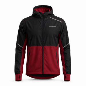 OEM Men’s Athletic Windbreaker <b>Jacket</b> Water Repellent <b>Reflective</b> Hooded <b>Running</b> and Hiking Wear - Product Image 1