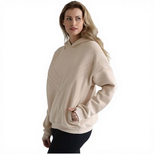 Sudadera con capucha de media cremallera transpirable de peso pesado para mujer, con logo personalizado, estilo pullover, ropa deportiva oversize con cuello alto, ideal para verano, con letras. - Product Image 3