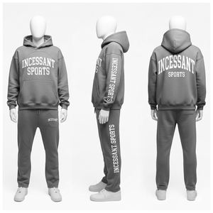 Conjunto Deportivo Unisex de Alta Calidad, Pantalones y Sudadera con Capucha, Personalizable con Logotipo, 500 g/m², Felpa Técnica, Talla Grande - Product Image 1