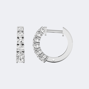 Pendientes de aro tipo huggie con diamantes de corte redondo de 2.00 quilates y engaste de puntas compartidas - Product Image 5