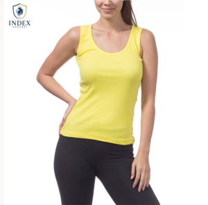Index Apparel <b>Women's</b> Solid <b>Yellow</b> Scoop Neck Tank <b>Top</b> Breathable Knitted Casual Workout Wear - Product Image 1