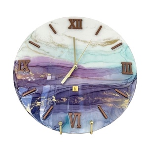 นาฬิกาติดผนังอีพ็อกซี่เรซินความเสียหายสำหรับพื้นที่ประณีตเป็นเอกลักษณ์ของตกแต่งบ้านของขวัญติดผนังอีพ็อกซี่นาฬิกามหาสมุทรโดยการสร้างแบบโบราณ - Product Image 1